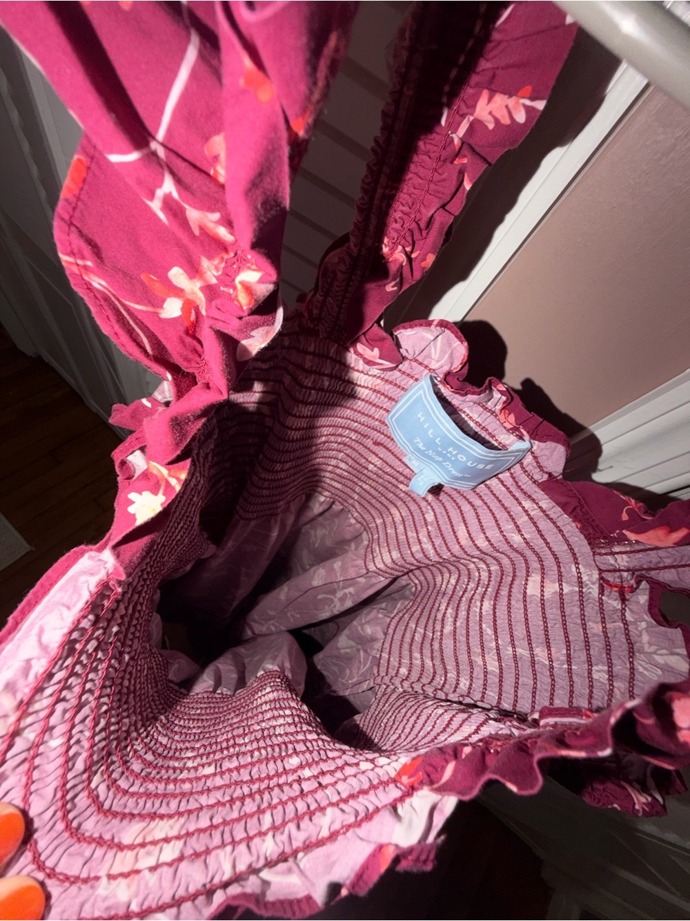 Hill House Floral Square-Neck Midi Dress in Magenta - Picture 7 of 7